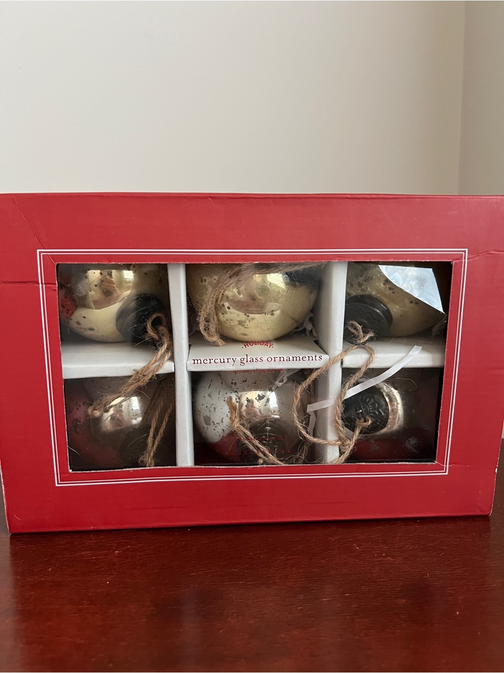 Pottery Barn Antique Gold and Silver Mercury Glass Ornament Set